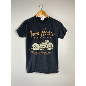 Iron Horse Restorations Motorcycle Shop Shirt Womens Small Cotton